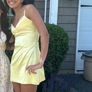Beginning Boutique satin yellow mini dress